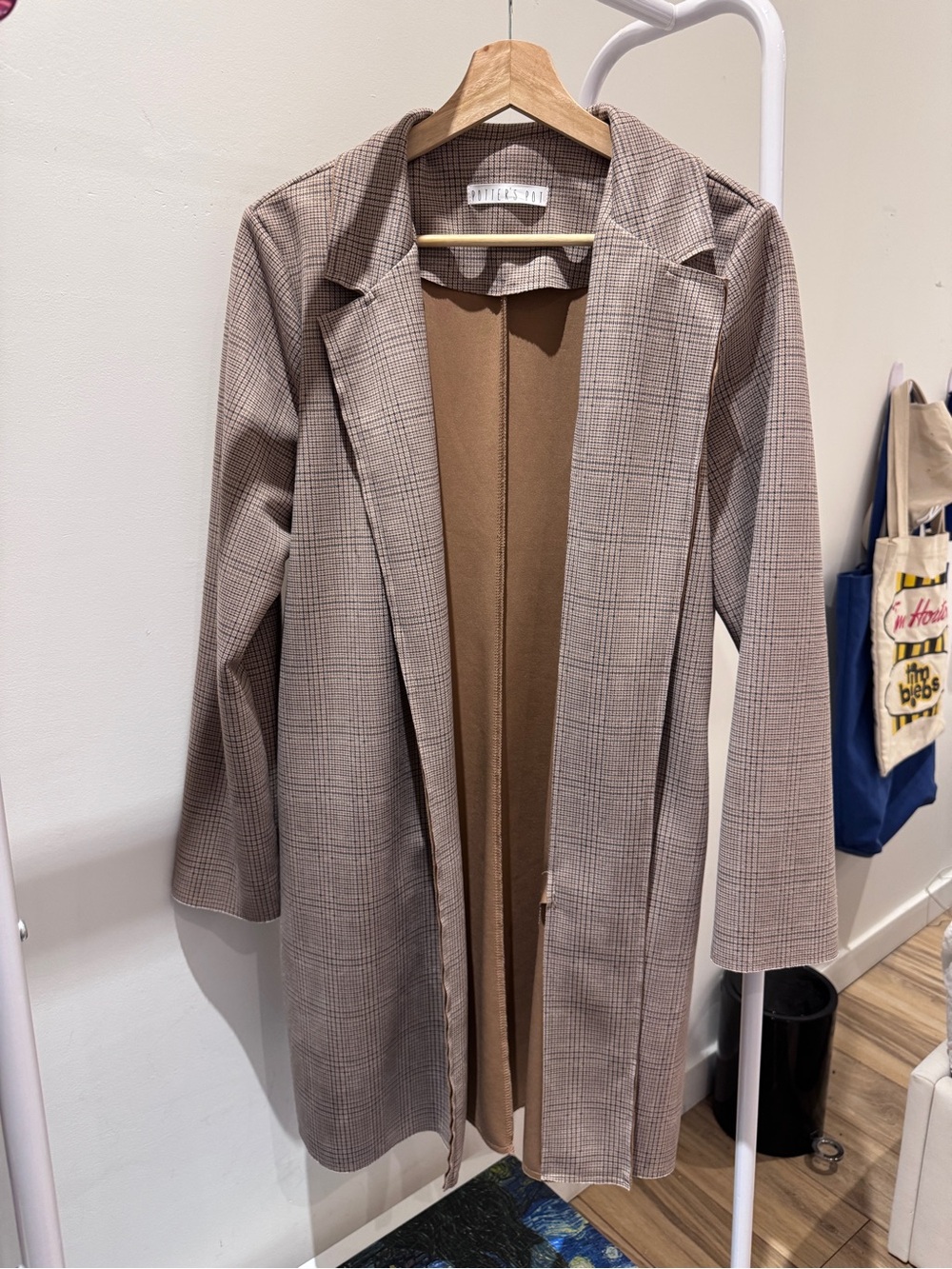 Women's Plaid Long Coat in Brown